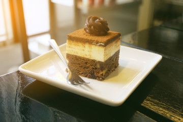 Delicious coffee cake in the coffee shop