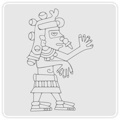 monochrome icon with symbols from Aztec codices for your design