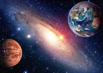 Fototapety  Kosmiczna planeta galaktyka droga mleczna Ziemia Mars wszechświat astronomia astrologia układu słonecznego. Elementy tego obrazu dostarczone przez NASA.