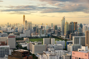 Fototapeta na wymiar Bangkok view in business district with skyscraper in Bangkok, Th