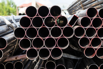 Stack of steel pipes