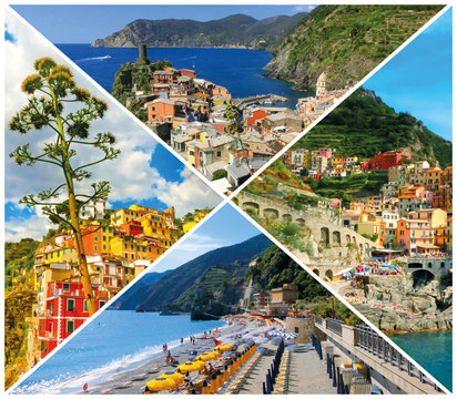 collage of Cinque Terre photos in Italy