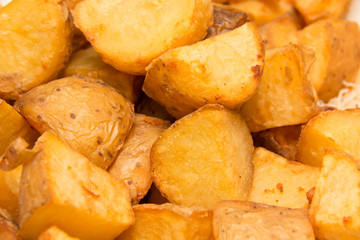 background full of fried potato wedges
