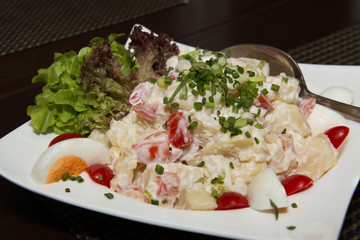  european potato salad with mixed vegetables.
