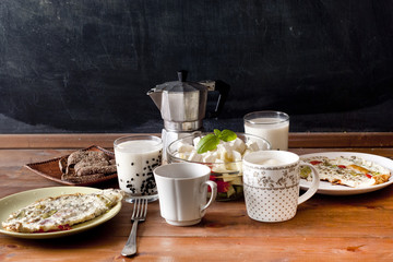 breakfast with frittata and salade