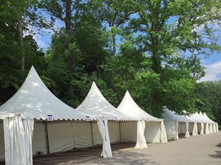 rows of party tents