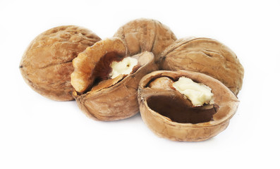 nuts on a white background