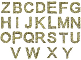 Alphabet made of stone broken into pieces. 3d illustration