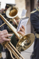 Fototapeta premium Pipes in the hands of musicians