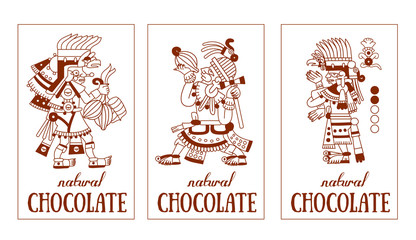sketch drawing contour pattern maya, aztec and cacao nibs, choco