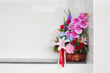 Artificial flower in the basket