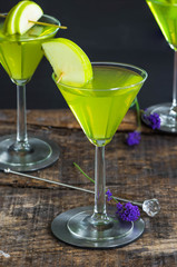 Green tequila and Sour Apple cocktail