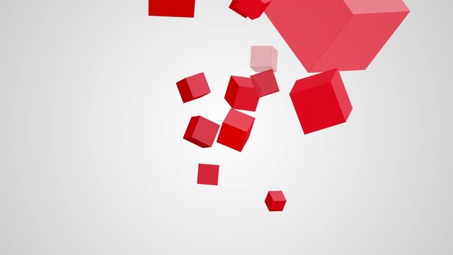 Animation of rotation red cubes on a white background