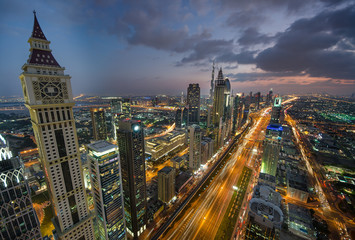 Fototapeta na wymiar Night cityscape of Dubai, United Arab Emirates