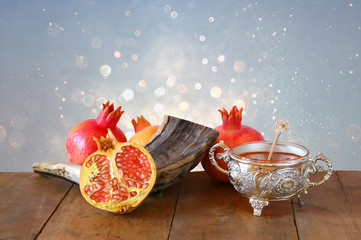 Rosh hashanah (jewesh New Year holiday) concept. Traditional sym