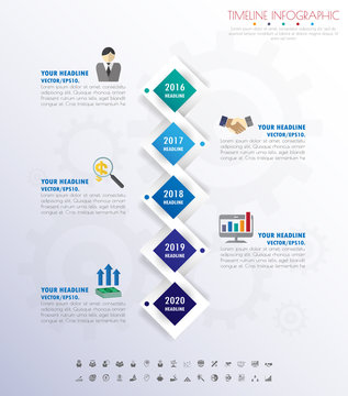Design business concept timeline. Infograph template,  paper num