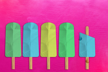 Fruit ice cream on a stick with paper cut style