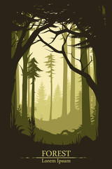 Naklejka premium Lasowy ilustracyjny tło