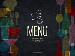 Fotobehang Restaurant menu design. Vector menu brochure template for cafe, coffee house, restaurant, bar. Food and drinks logotype symbol design © Max Larin