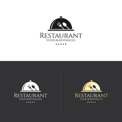 Food and drinks logotype symbol, for cafe, coffee house, restaurant, bar. With a spoon, fork, chef dish