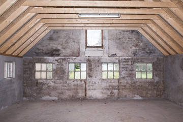 Fototapeta na wymiar Empty interior of an old shed