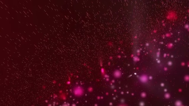 Abstract animation of moving red glowing spheres and particles