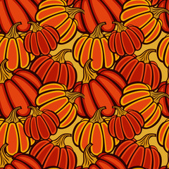 Fototapeta premium Seamless pattern with pumpkins. Vector clip art.