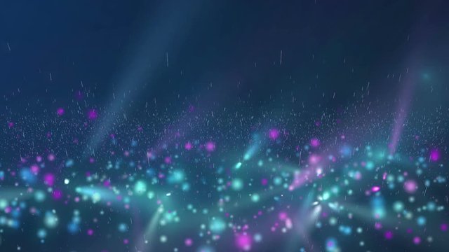 Animation of falling blue and pink glowing spheres