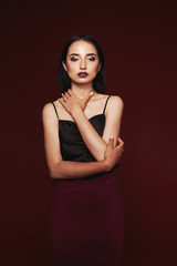 Naklejka premium Fashion photo of beautiful lady in elegant evening dress