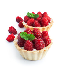 Tartlets with fresh raspberries