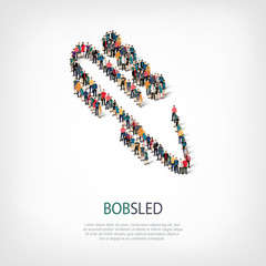 people sports bobsled vector