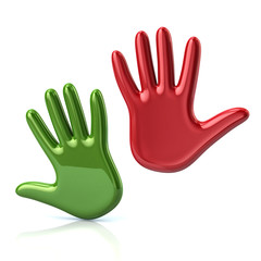 3d illustration of green and red palms