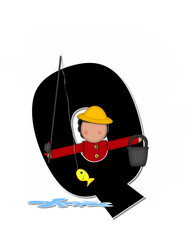 Alphabet Children Gone Fishing Q