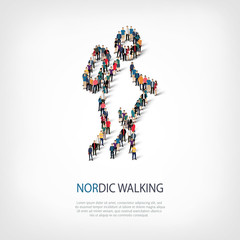 people sports nordic walking vector