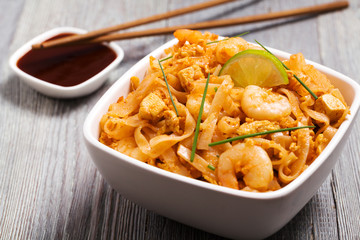Pad Thai. Thailand's national dishes, stir-fried rice noodles