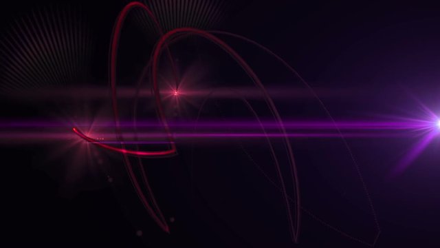 Intro with pink light streaks and lens flares on a dark backround