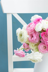 Pink and white ranunculus flowers
