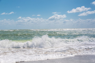 Blue sky and Atlantic ocean.