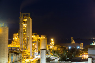 Cement Plant and power sation at night