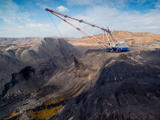 Coal mining in open pit