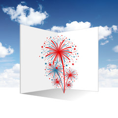 card with background sky fireworks