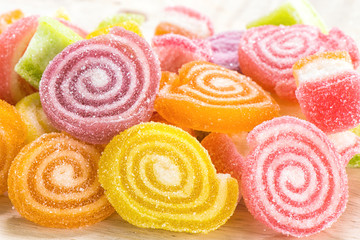 Closeup Colorful sugary candy for backgrounds