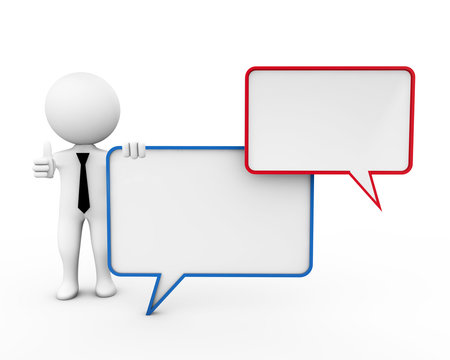 3d Männchen mit Sprechblasen