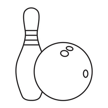 Line icon skittle and bowling ball. Vector illustration.