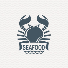 monochrome seafood icon with crab