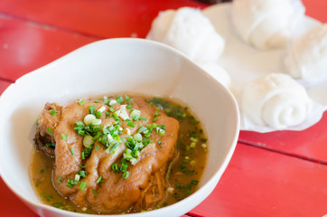 Stewed pork leg and Steamed buns
