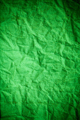 Old recycled blank crumpled green paper background, Crumpled eco