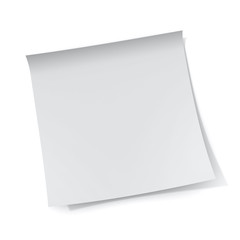 White sticky note paper isolated on white background with shadow 3D rendering