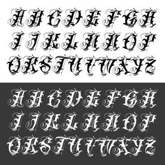 Popular gangster tattoo typeface set