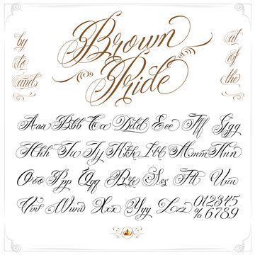 Naklejki Brown Pride Tattoo Font Set